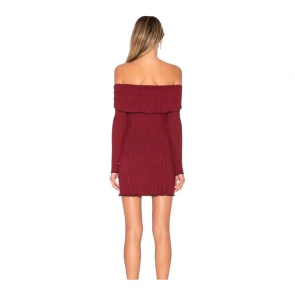 House of Harlow x Revolve Burgundy Off Shoulder Mini‎ Dress Medium - Picture 3 of 7
